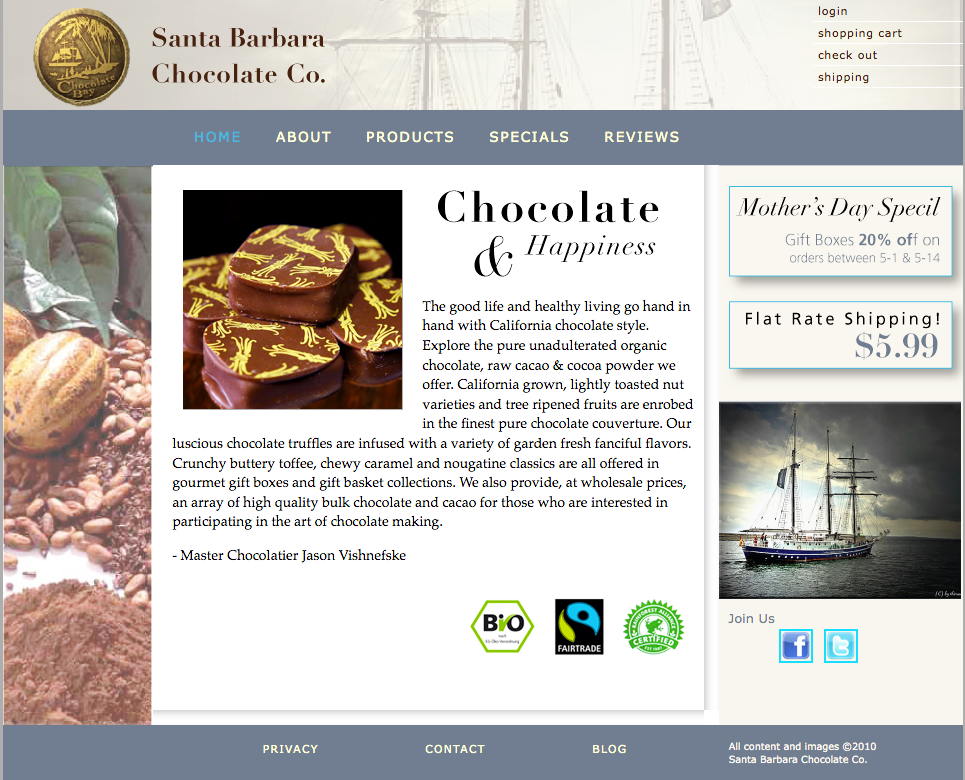 Chocolate store site