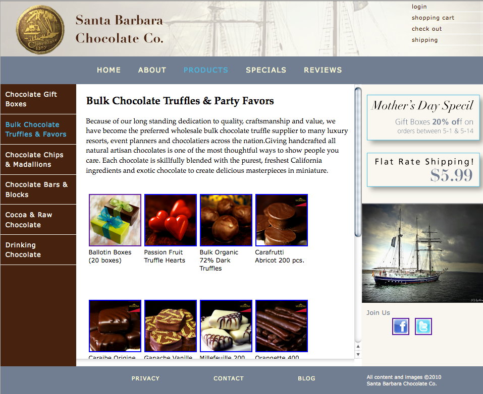 Chocolate store site